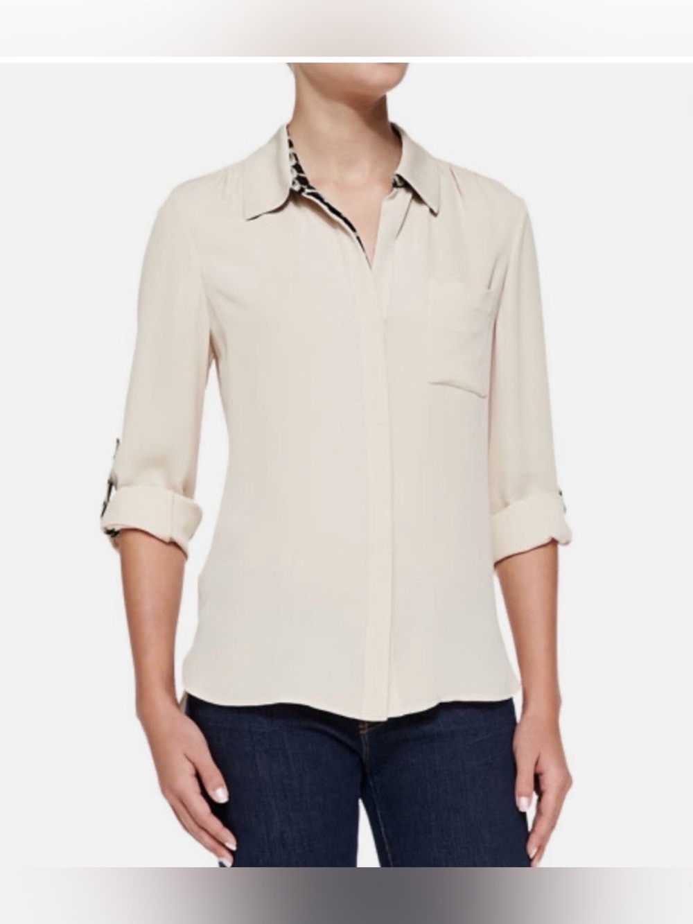 Diane Von Furstenberg Lorelei Two Tab-Sleeve Top in White size 4